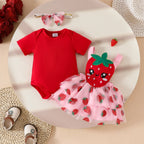 Conjunto Infantil Jardineira Margaridas/ Moranguinhos