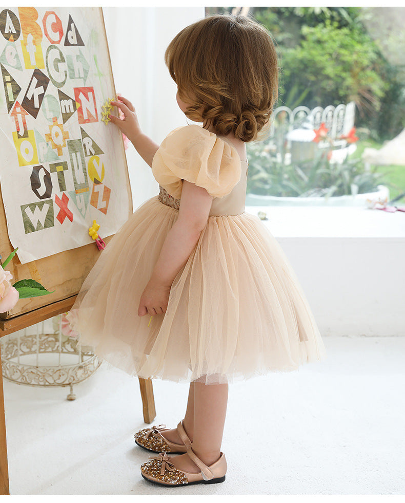 Vestido Infantil De Festa Lantejoulas e Tule