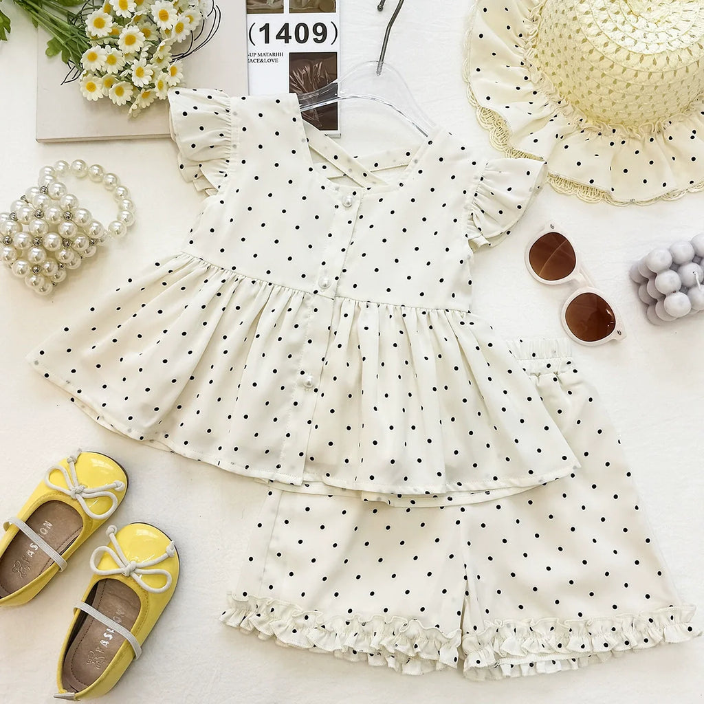 Conjunto Infantil Feminino Bolinhas e Pérolas