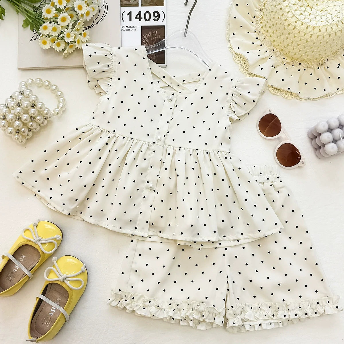 Conjunto Infantil Feminino Bolinhas e Pérolas