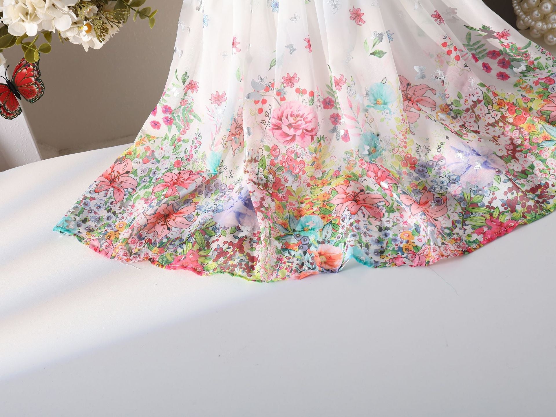 Vestido Infantil Flores com Asas