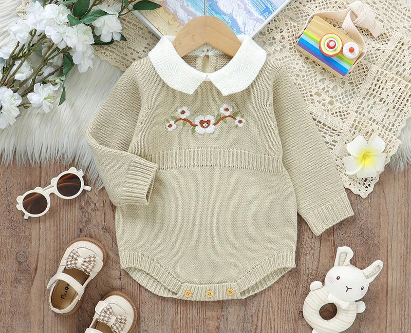 Body Infantil Feminino Tricô Florzinhas