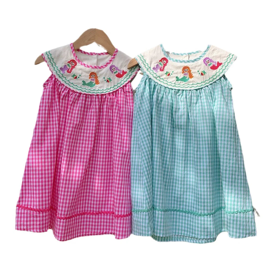 Vestido Infantil Xadrez Sereia