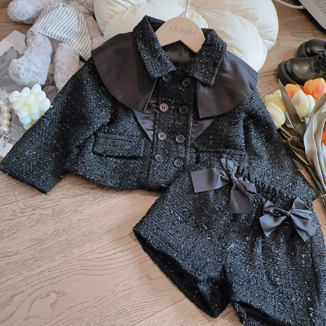 Conjunto Infantil Feminino Preto Lacinhos