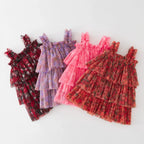 Vestido Infantil Tule Camadas com Flores