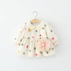 Vestido Infantil Flores Manga Longa