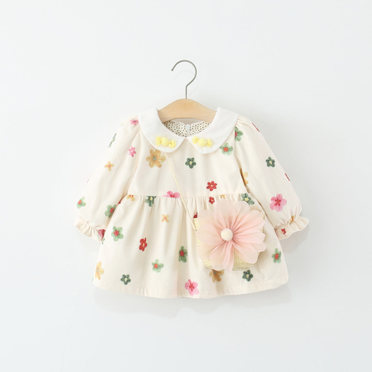 Vestido Infantil Flores Manga Longa