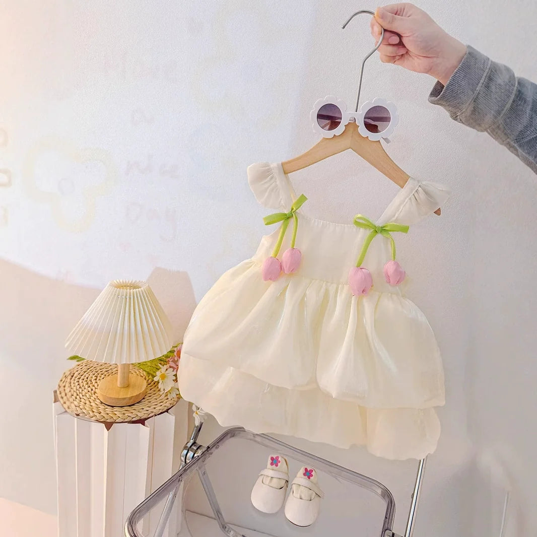 Vestido Infantil Verão Tulipas