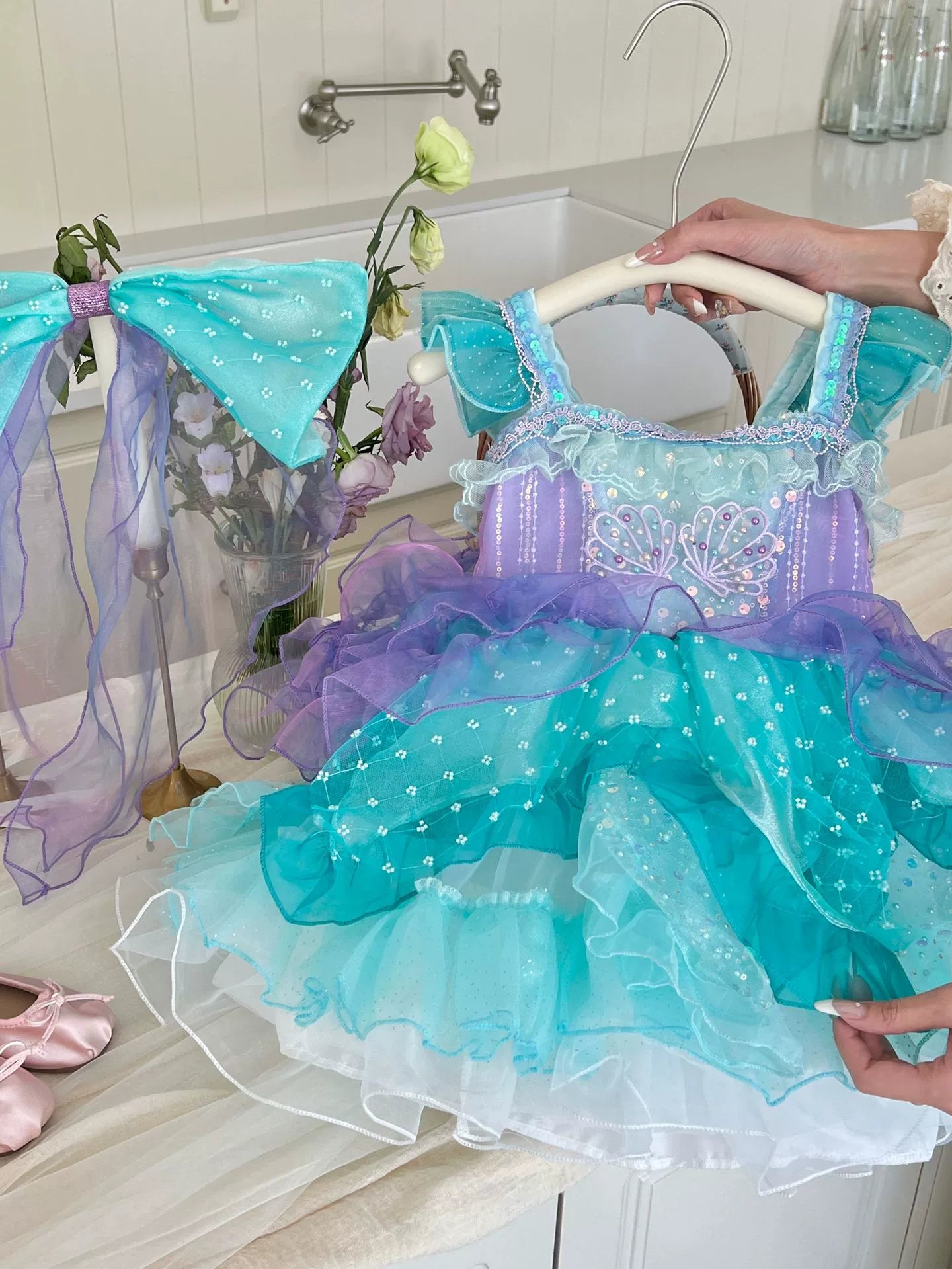 Vestido Infantil com Laço Sereia