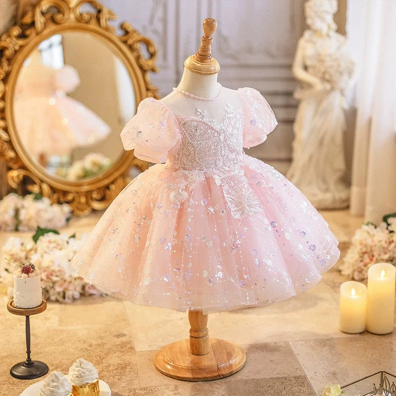 Vestido de Festa Infantil Borboleta Lantejoulas