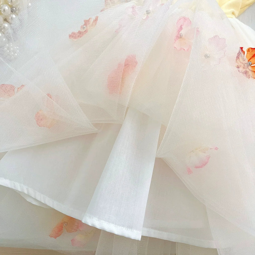 Vestido Infantil Tule com Flores