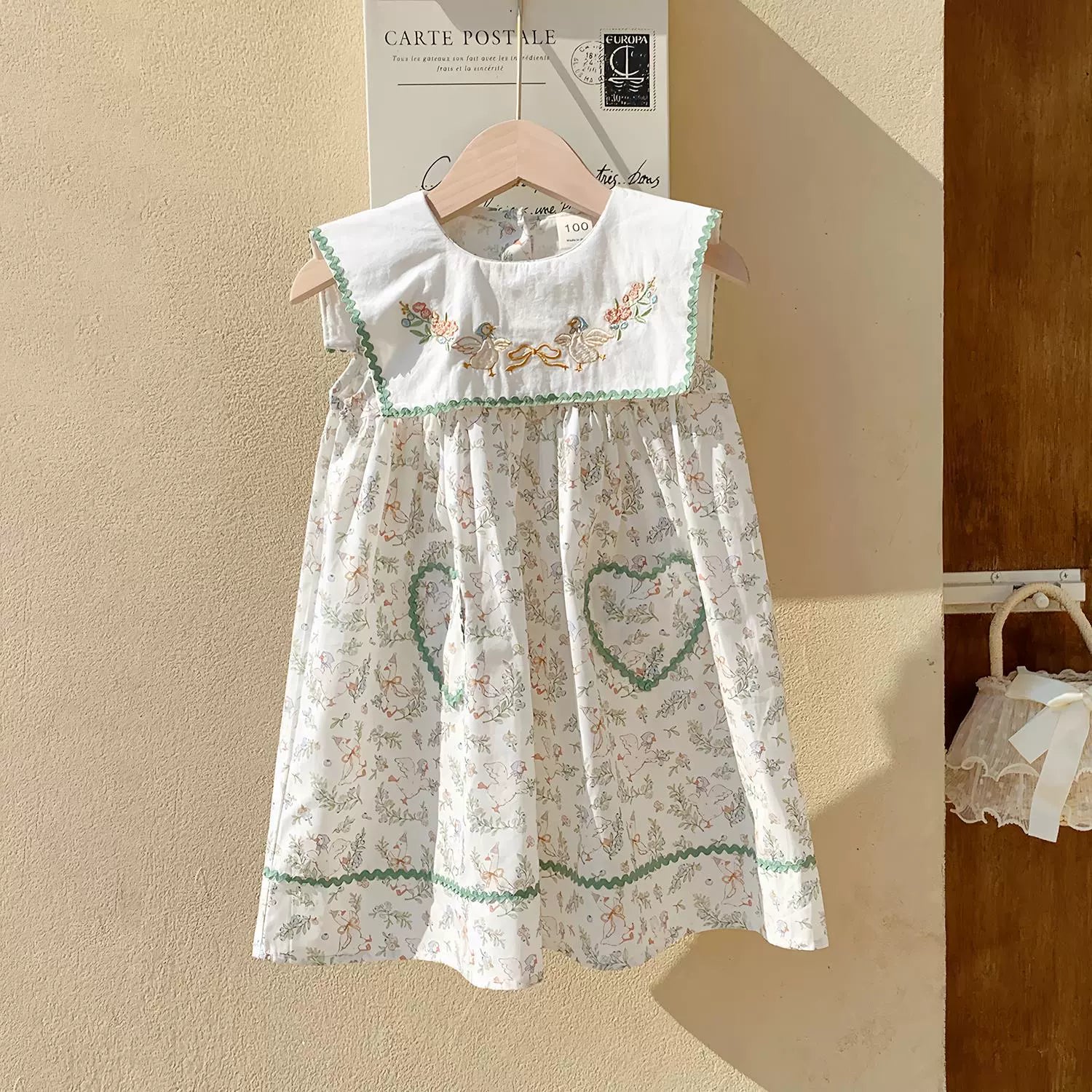 Vestido Infantil Bordado Patinhos Florzinhas