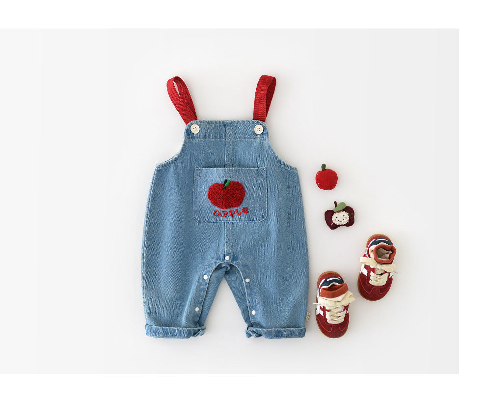 Conjunto Infantil Jardineira + Blusa Maçãzinhas