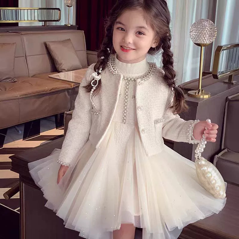 Conjunto Infantil Feminino Pérolas e Tule