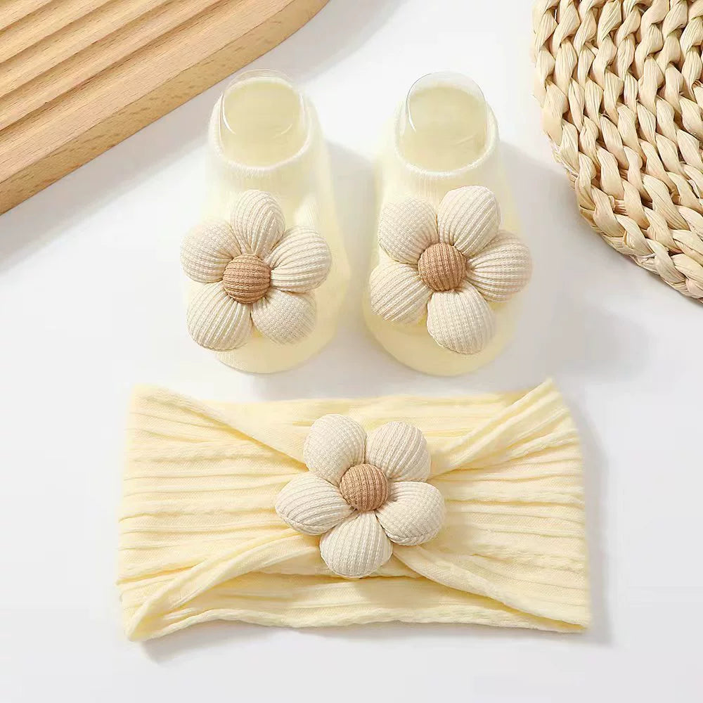 Kit Meia + Faixinha Infantil Florzinha