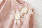 Conjunto Infantil Feminino Tricô Flores