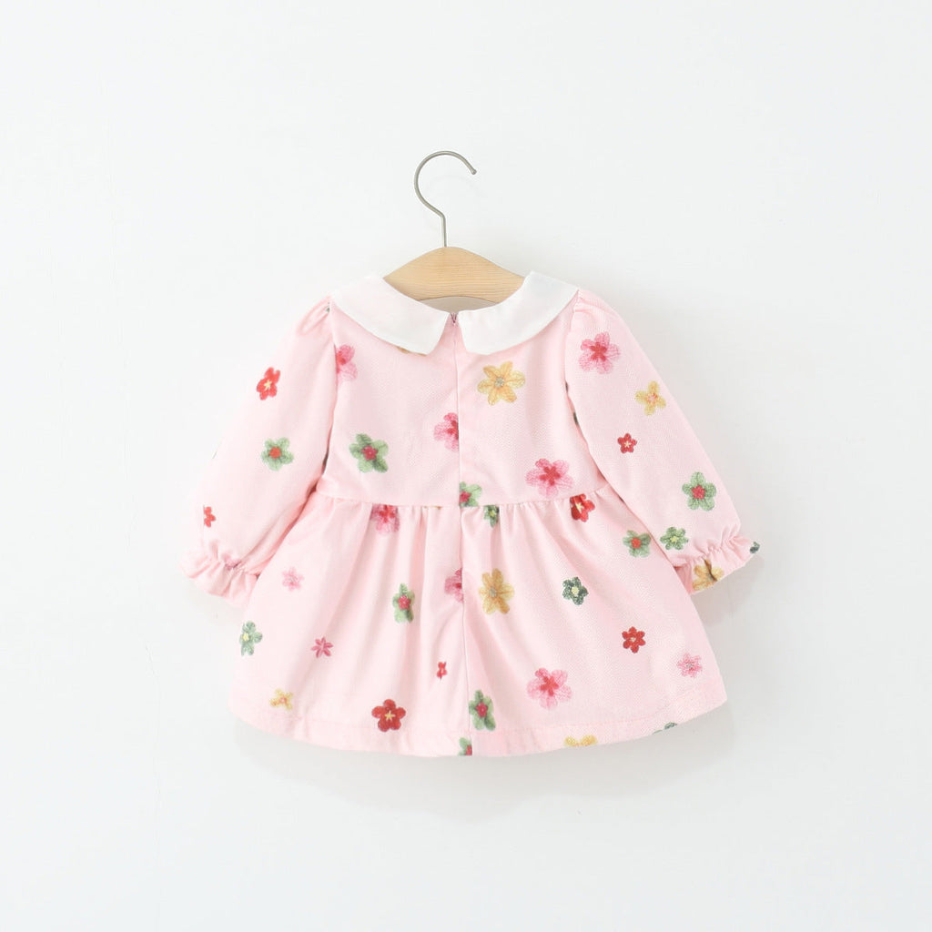 Vestido Infantil Flores Manga Longa