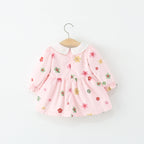 Vestido Infantil Flores Manga Longa