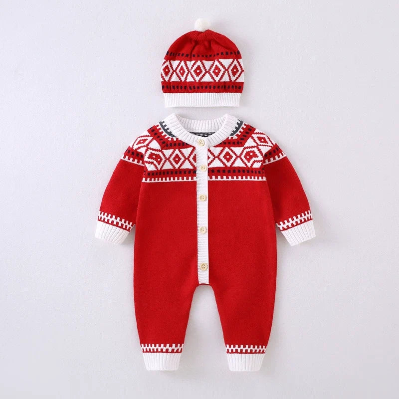 Macacão Infantil Vermelho de Tricô