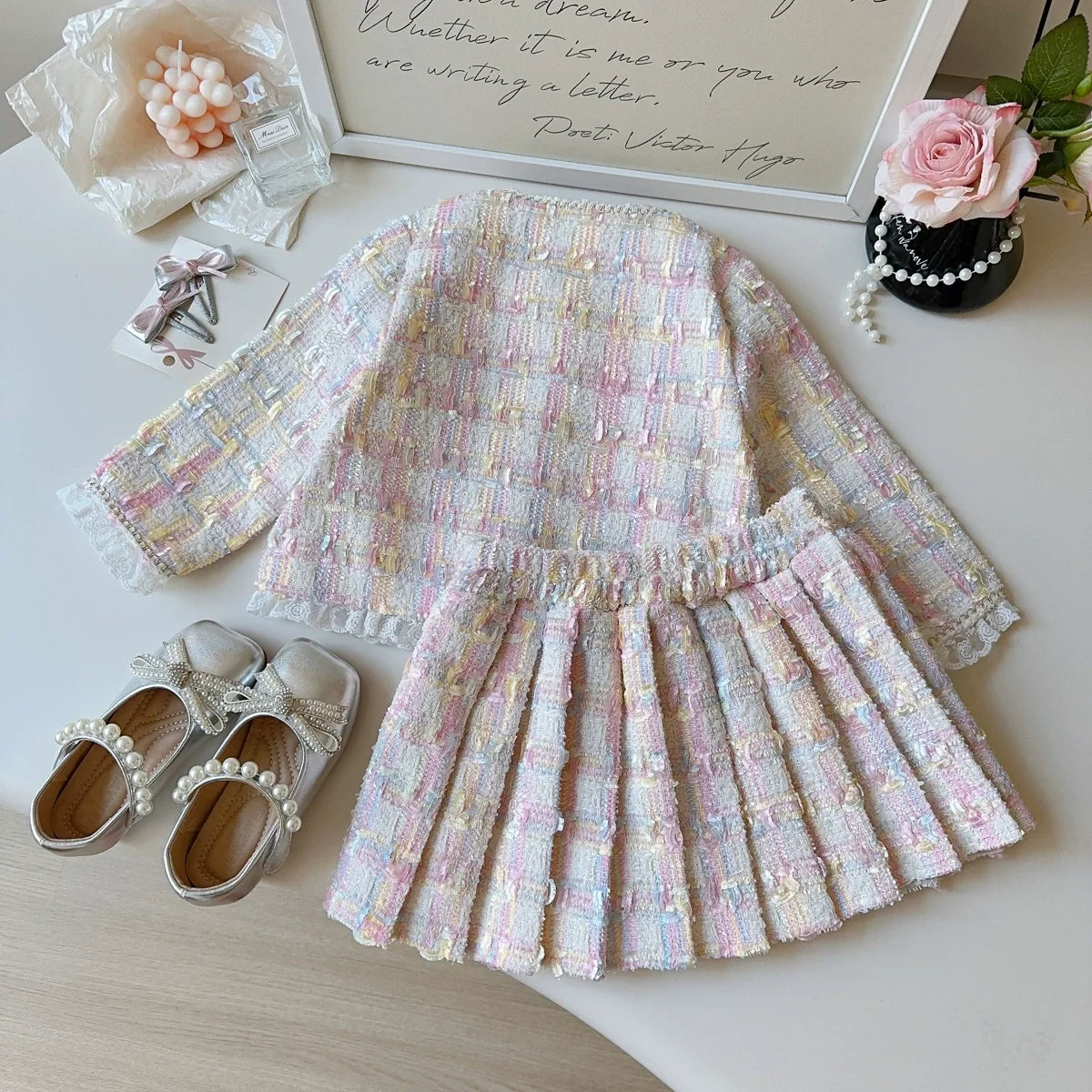 Conjunto Infantil Feminino Tweed Plíssadinho