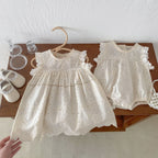 Body/ Vestido Infantil Rendado Floral