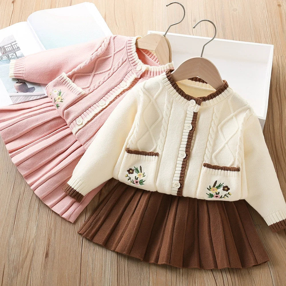Conjunto Infantil Feminino Tricô Mussi Florzinhas