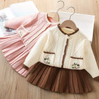 Conjunto Infantil Feminino Tricô Mussi Florzinhas