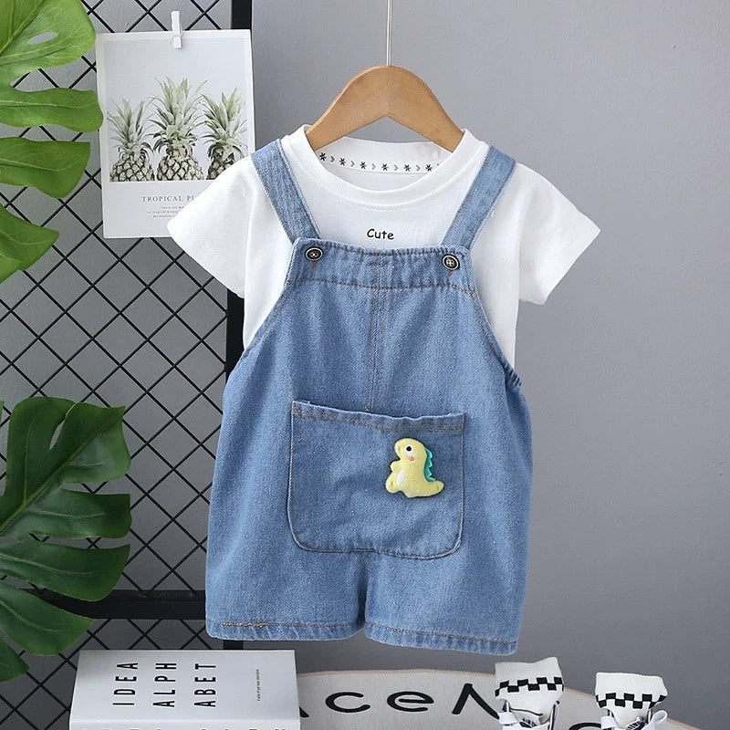 Conjunto Infantil Masculino  Jardineira Jeans