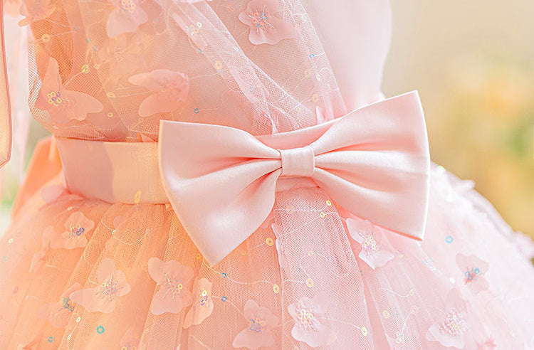 Vestido Infantil Tule Borboletinhas Lacinho