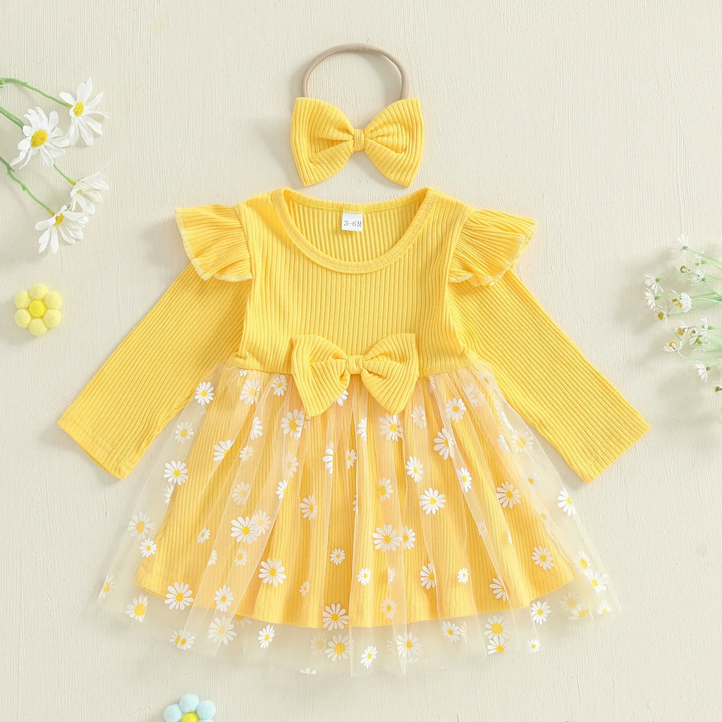Body Infantil Feminino Margaridas com Tule
