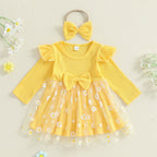 Body Infantil Feminino Margaridas com Tule