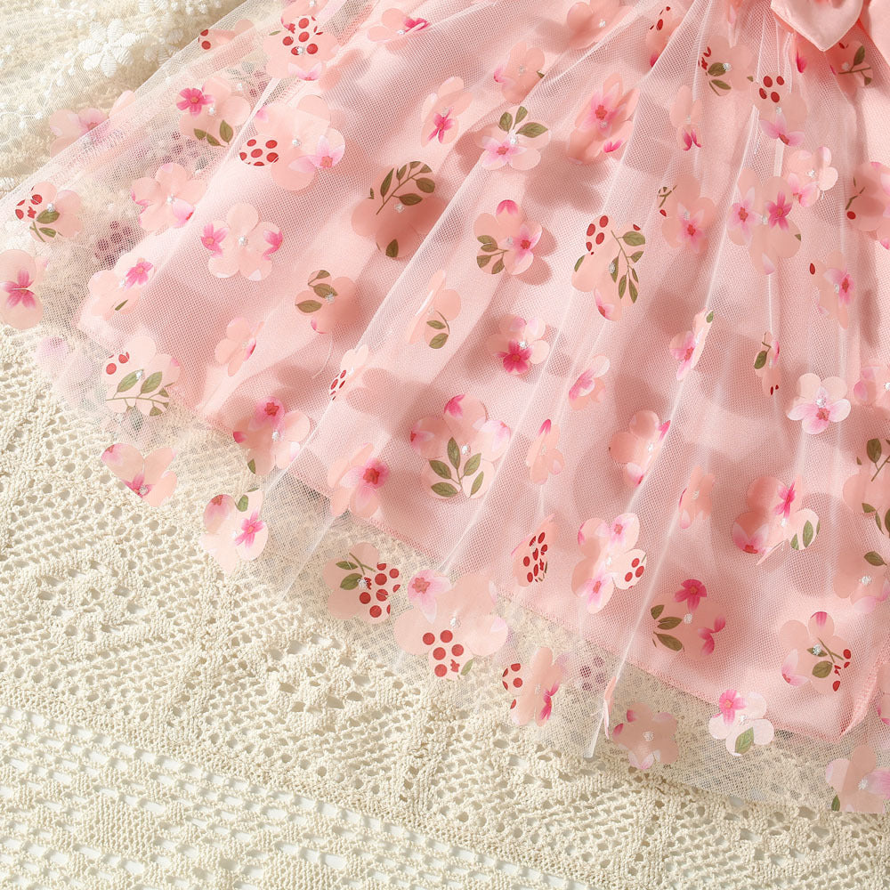 Vestido Infantil Tule Flores