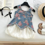 Vestido Infantil Jeans Floral