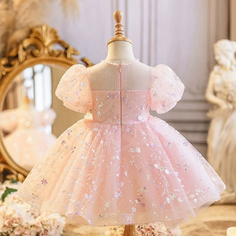 Vestido de Festa Infantil Borboleta Lantejoulas