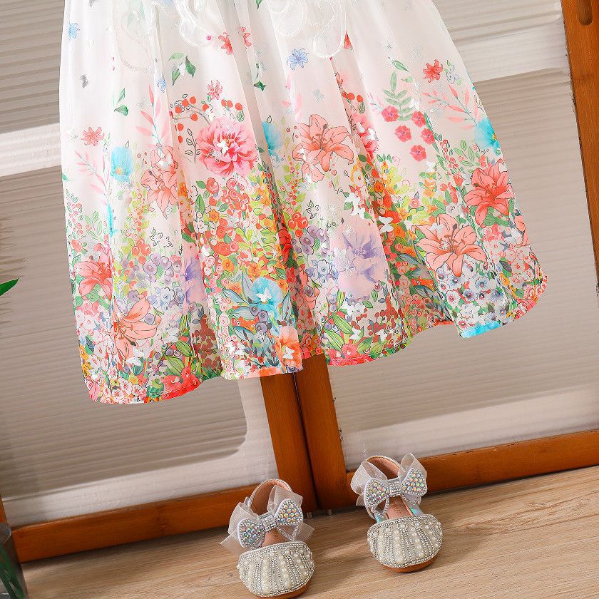 Vestido Infantil Flores com Asas