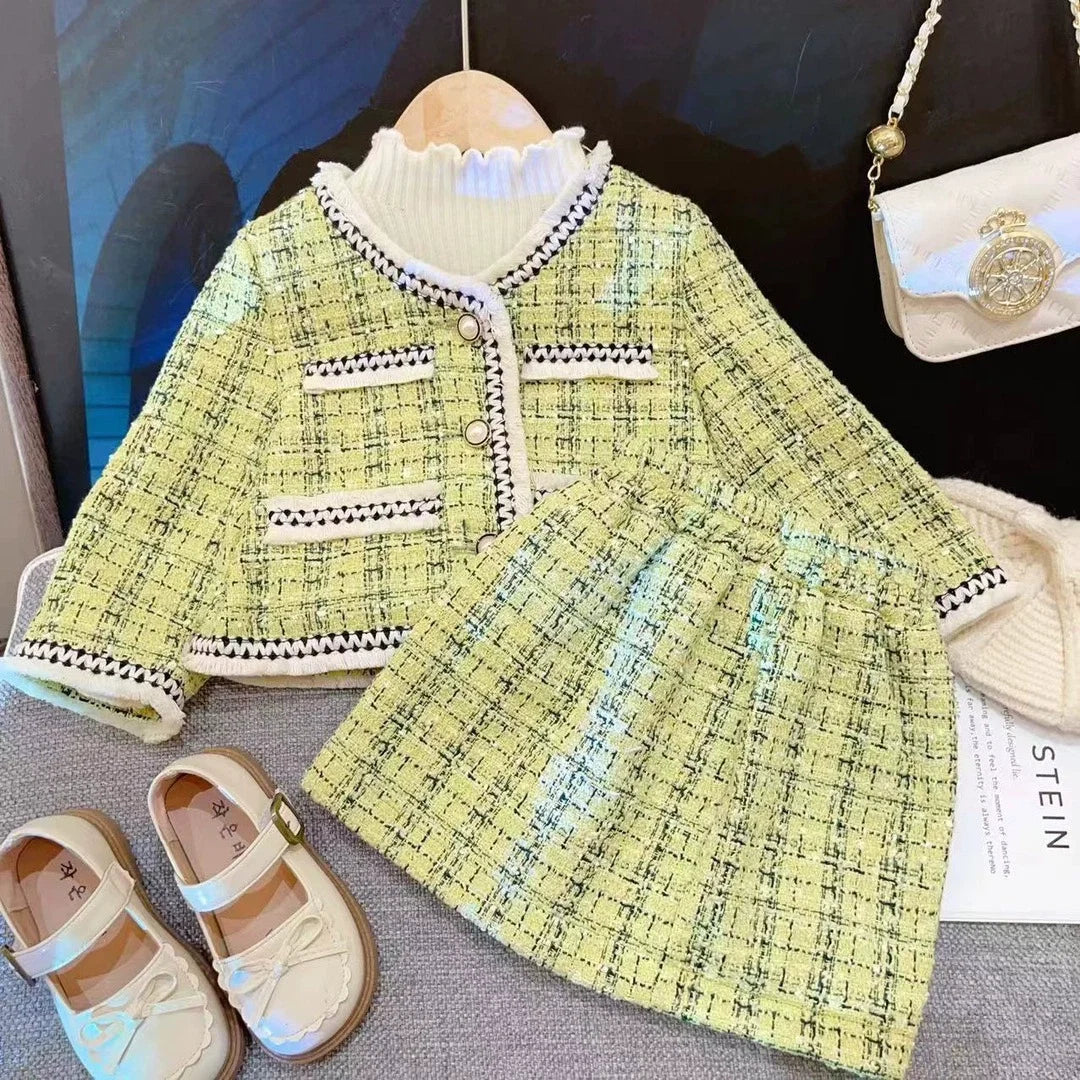 Conjunto Infantil Feminino Tweed Botões