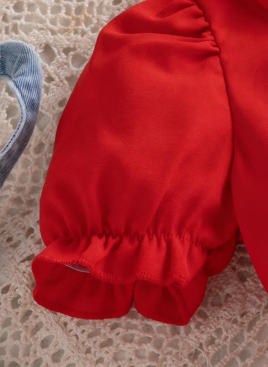 Vestido Infantil Jeans + Colete Jeans