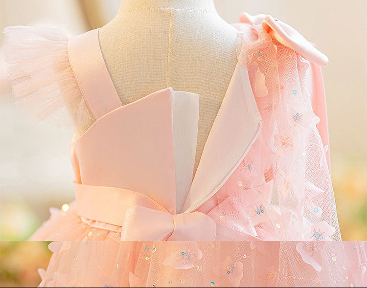 Vestido Infantil Tule Borboletinhas Lacinho