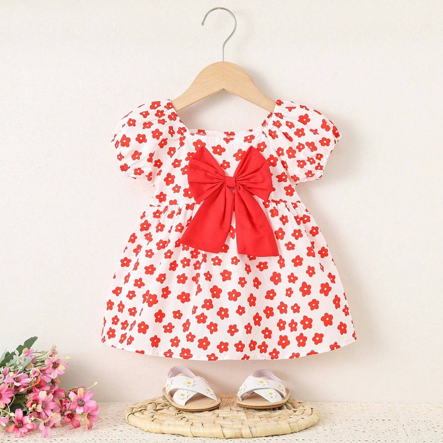 Vestido Infantil Florzinhas e Laço