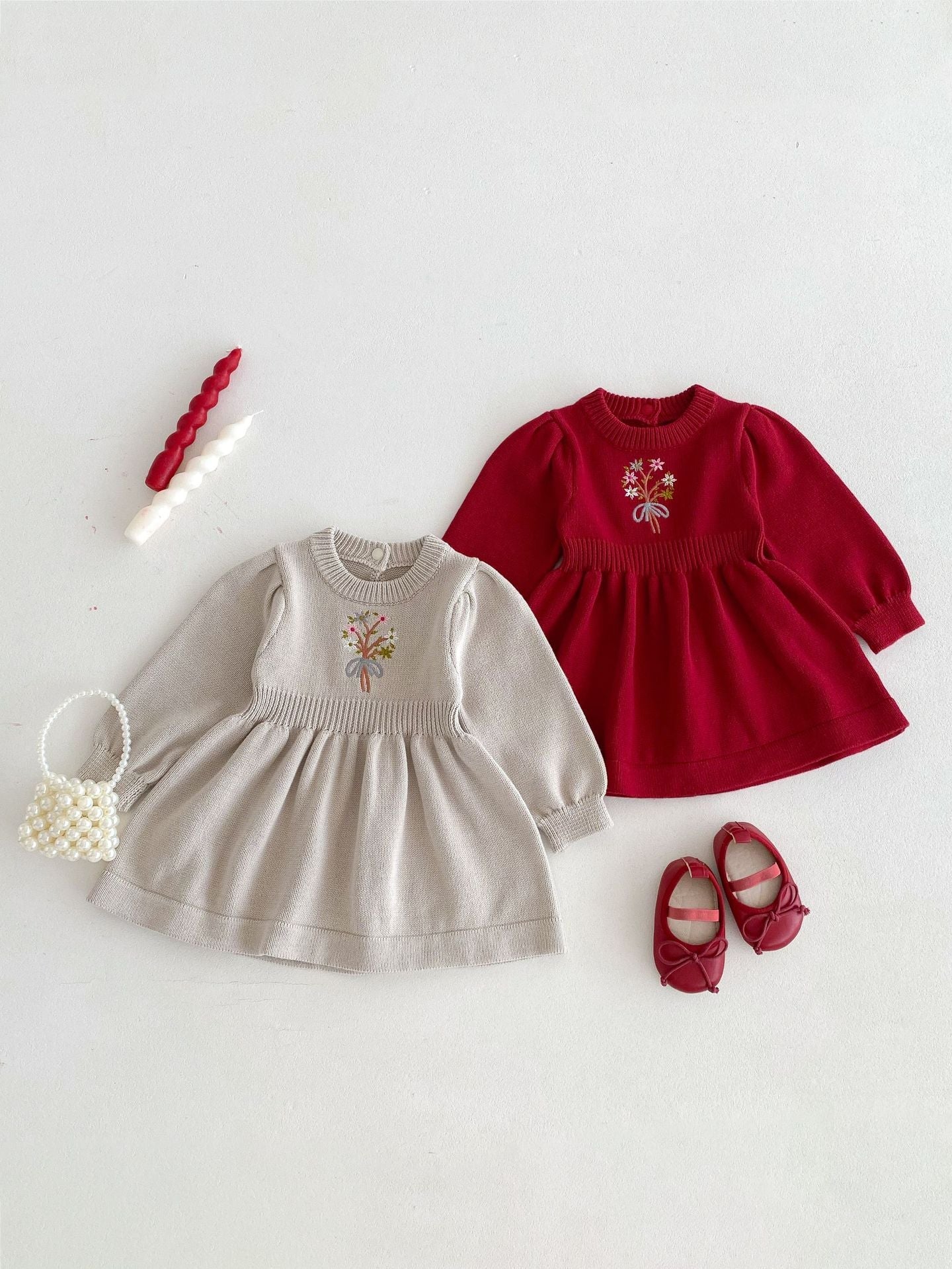 Vestido Infantil de Tricô com Florzinha