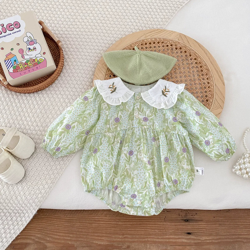 Body Infantil Verde Floral