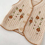Colete Infantil de Tricô Florzinhas