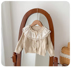Casaco Infantil Tricô Gola Rendinha