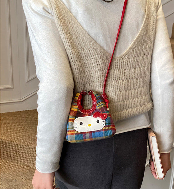 Bolsa Infantil Xadrez Gatinha