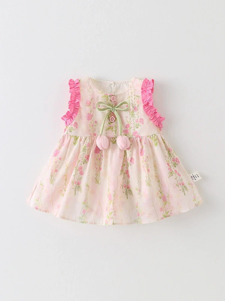 Vestido Infantil Floral Tulipas
