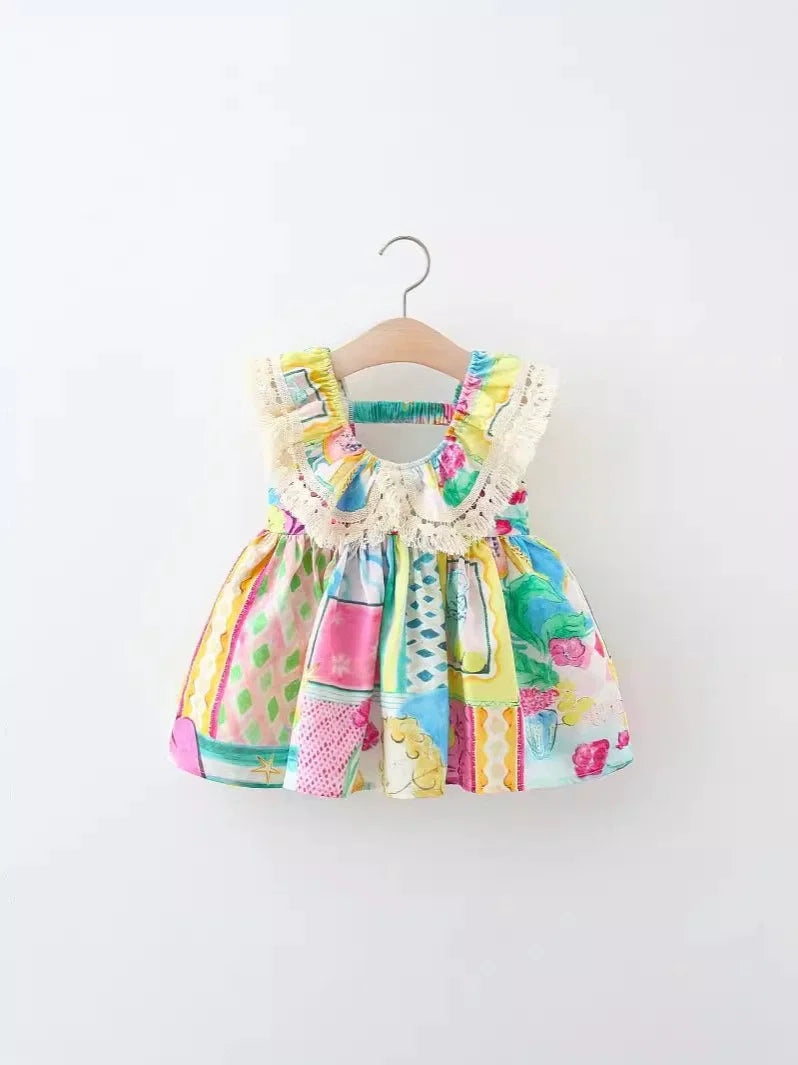Vestido de Verão Colorido Plumas