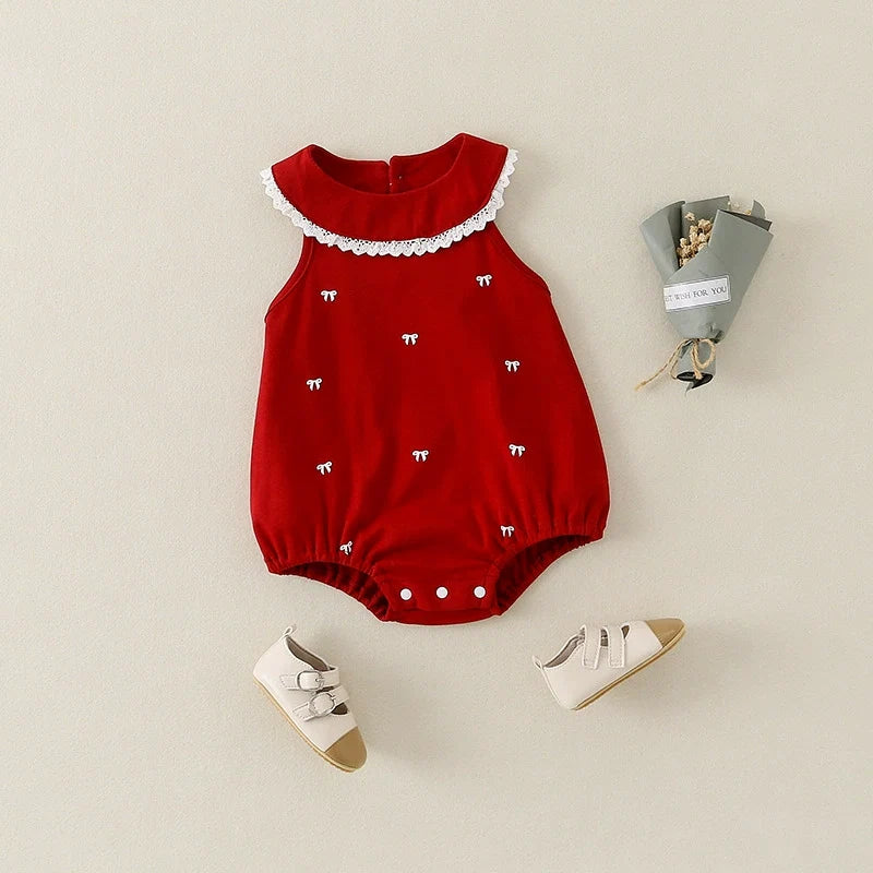 Body Infantil Feminino Vermelho Lacinhos