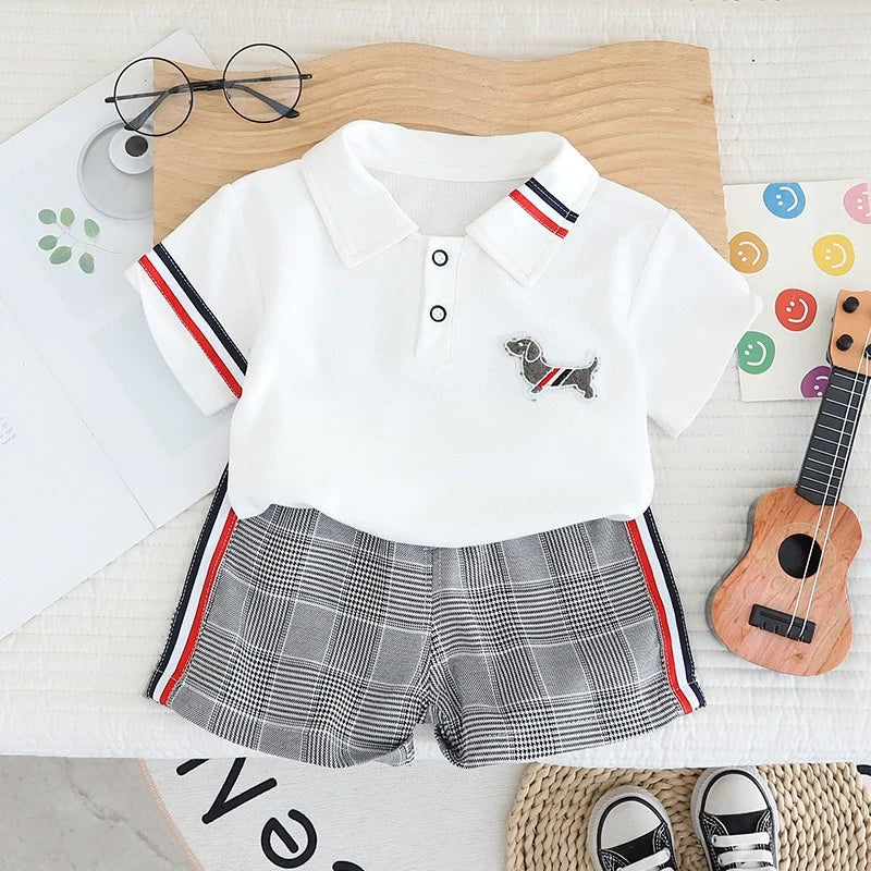 Conjunto Infantil Masculino Polo Cachorrinho