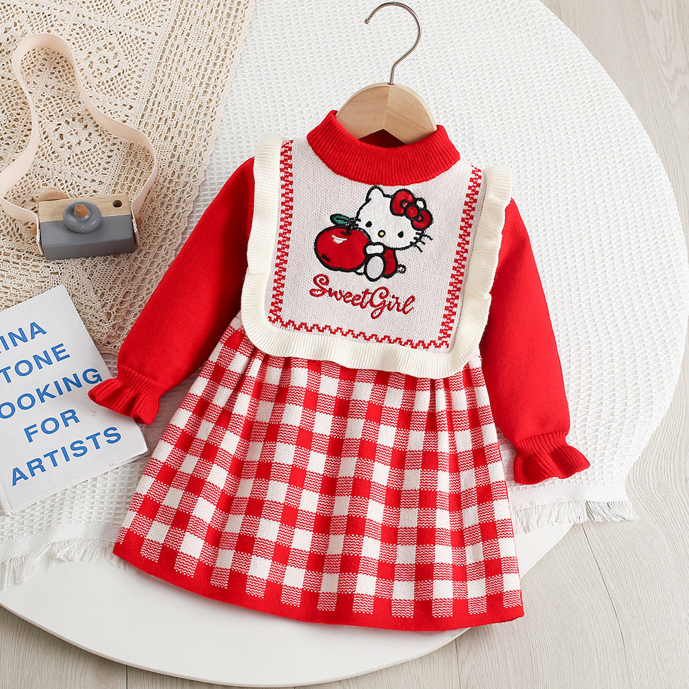 Vestido Infantil Xadrez Hello Kity