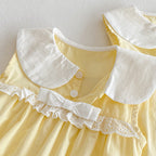 Body/ Vestido Infantil Amarelo Lacinho